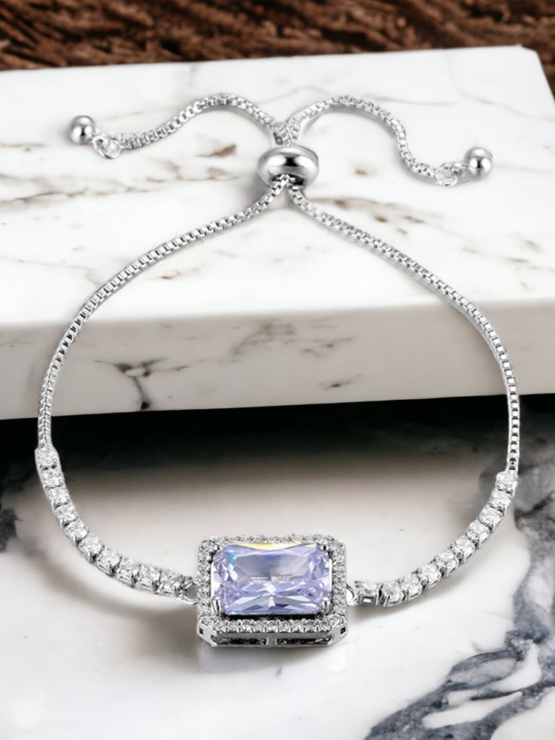 

Designs & You Silver-Plated Cubic Zirconia-Studded Wraparound Bracelet