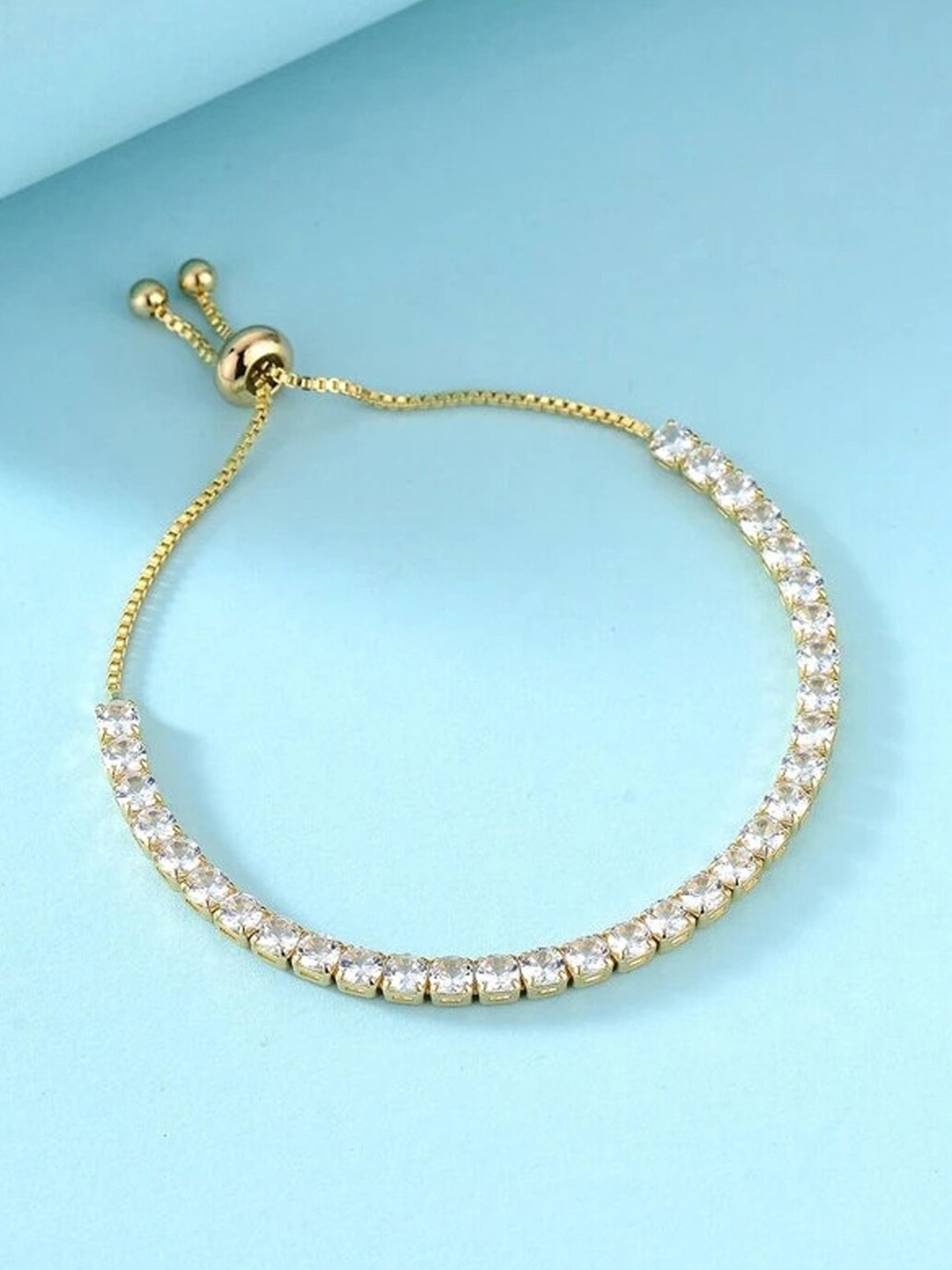 

Designs & You Gold-Plated Cubic Zirconia-Studded Wraparound Bracelet