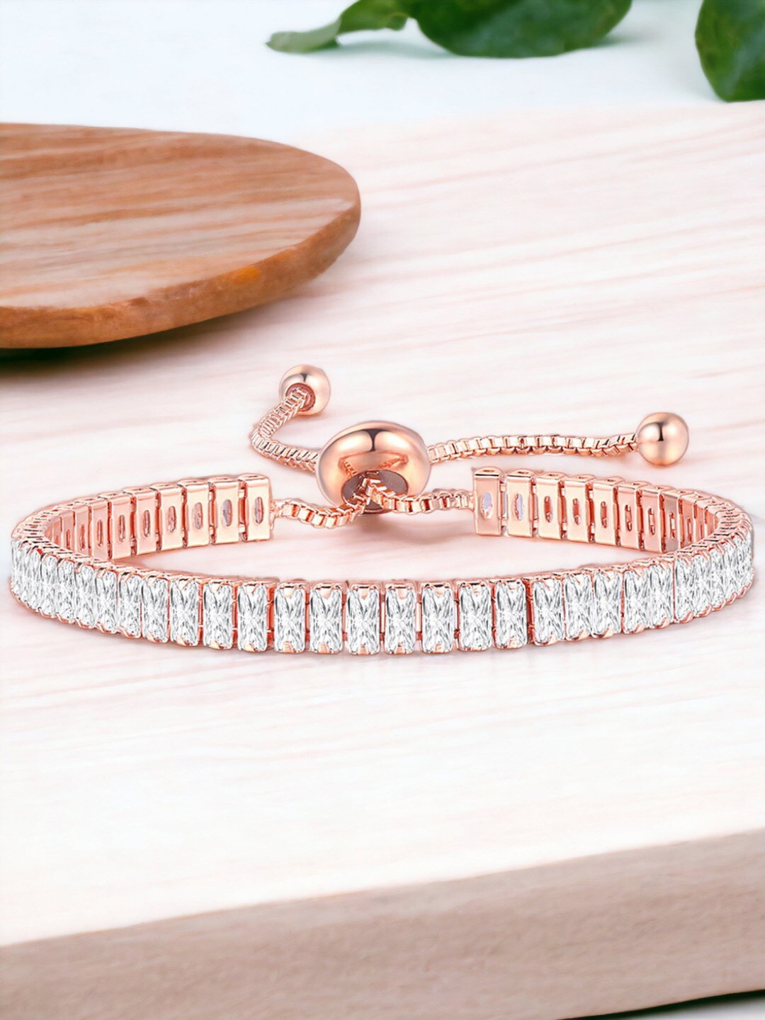 

Designs & You Rose Gold-Plated Cubic Zirconia-Studded Wraparound Bracelet