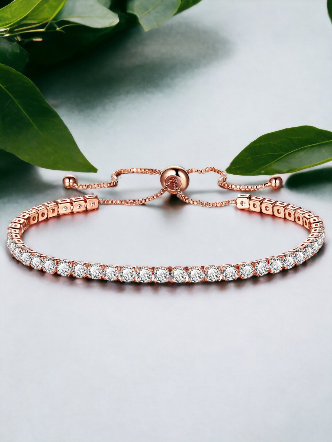 

Designs & You Rose Gold-Plated Brass Cubic Zirconia Wraparound Bracelet