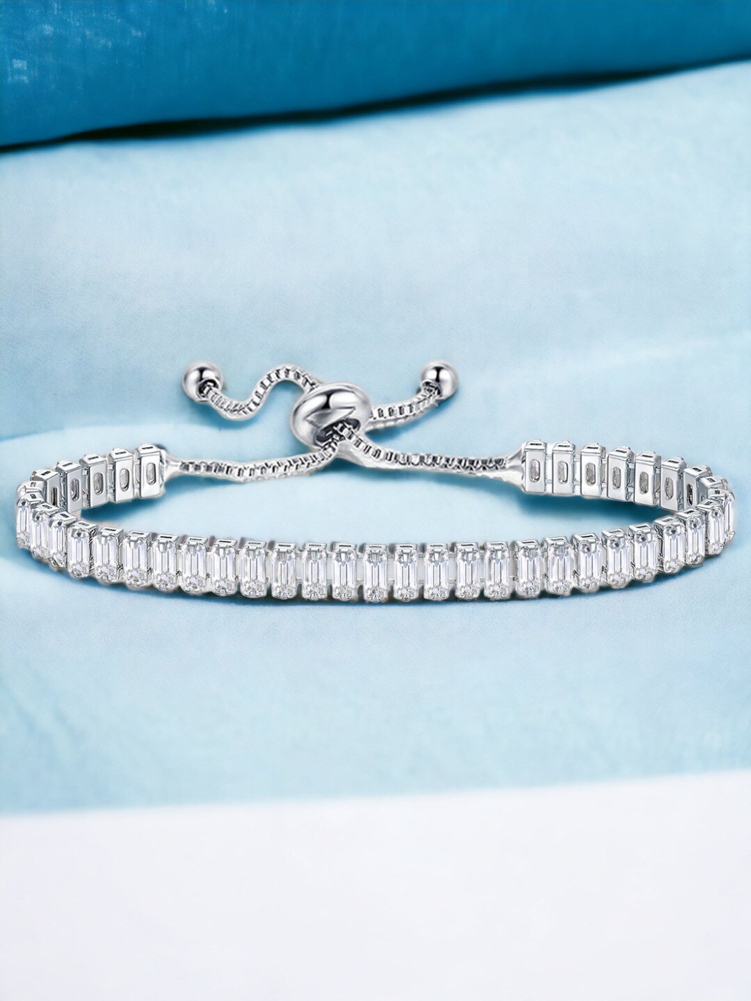 

Designs & You Silver-Plated Brass Cubic Zirconia-Studded Wraparound Bracelet