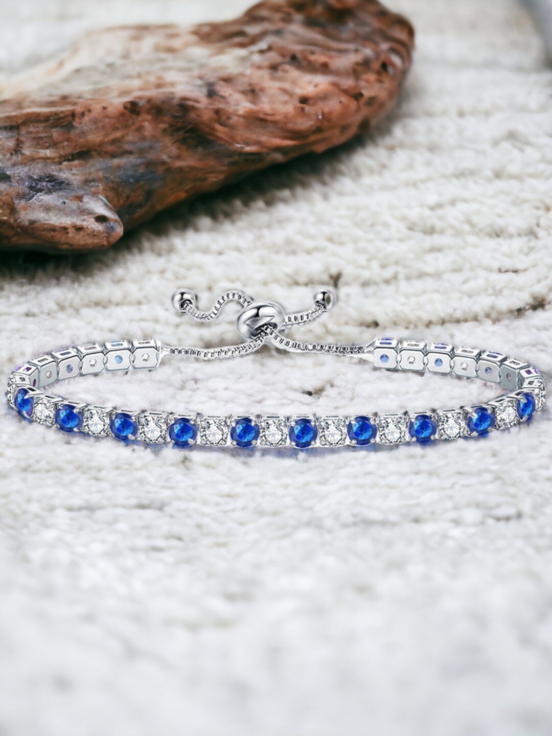 

Designs & You Silver-Plated Brass Cubic Zirconia-Studded Wraparound Bracelet