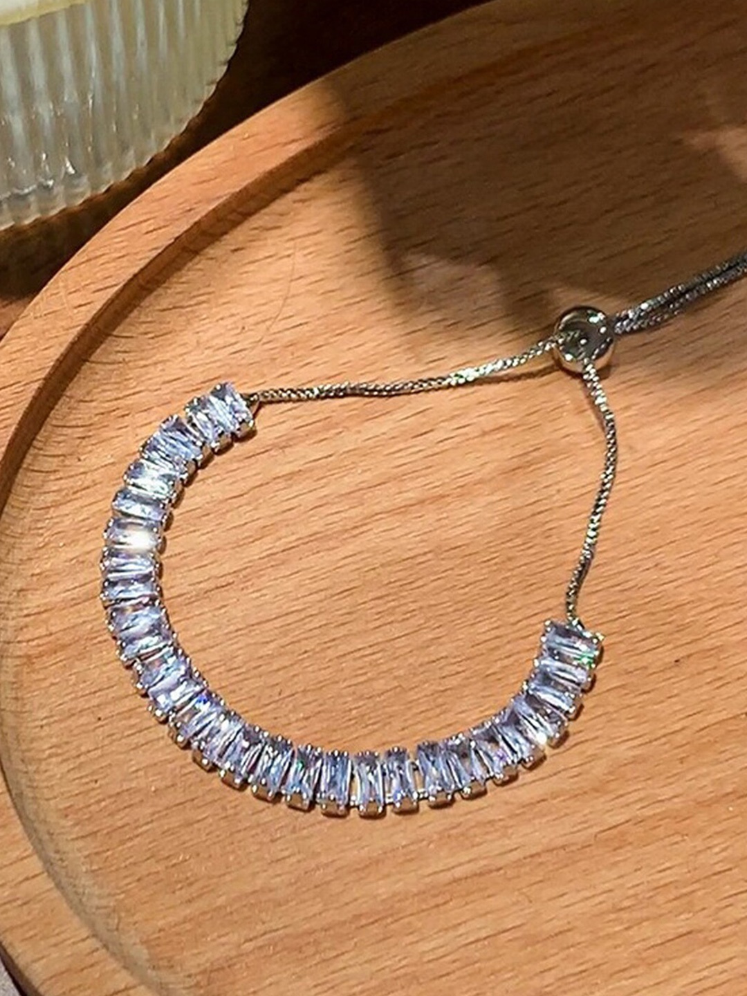 

Designs & You Silver-Plated Brass Cubic Zirconia-Studded Wraparound Bracelet