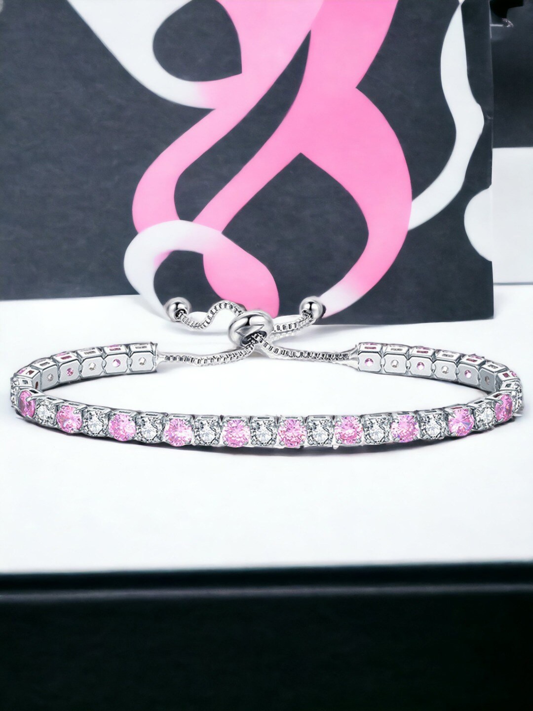 

Designs & You Silver-Plated Brass Cubic Zirconia-Studded Wraparound Bracelet