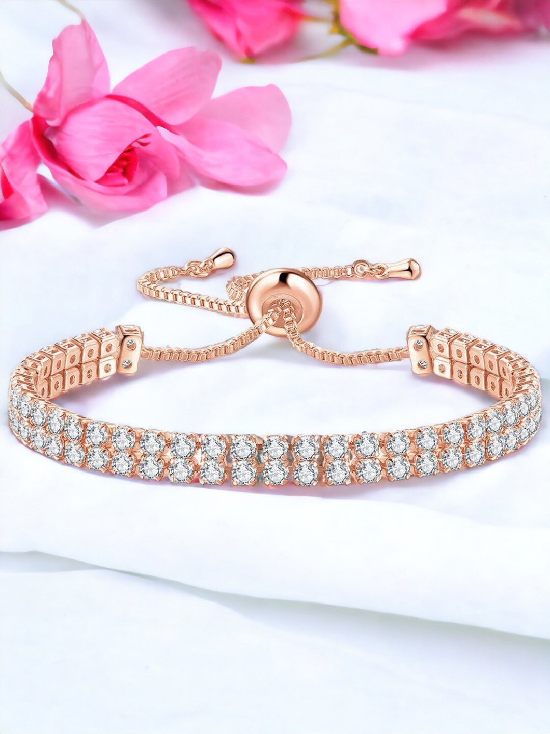 

Designs & You Rose Gold-Plated Cubic Zirconia Wraparound Bracelet