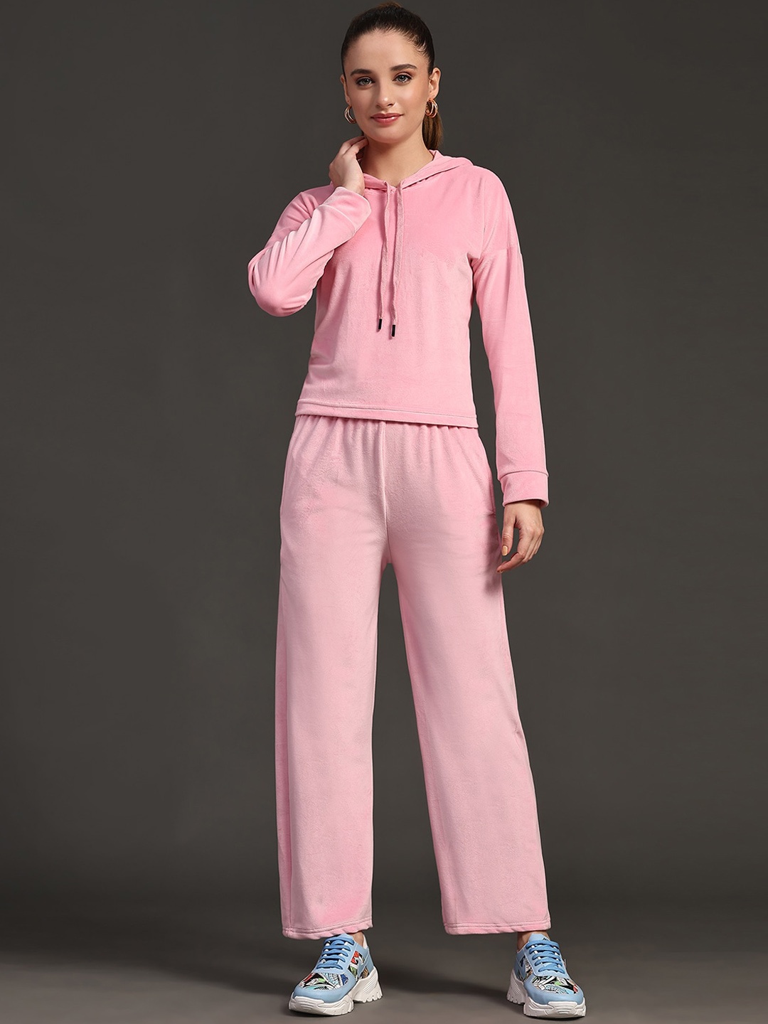 

KALINI Hooded Oversized Woollen Trackuits, Pink
