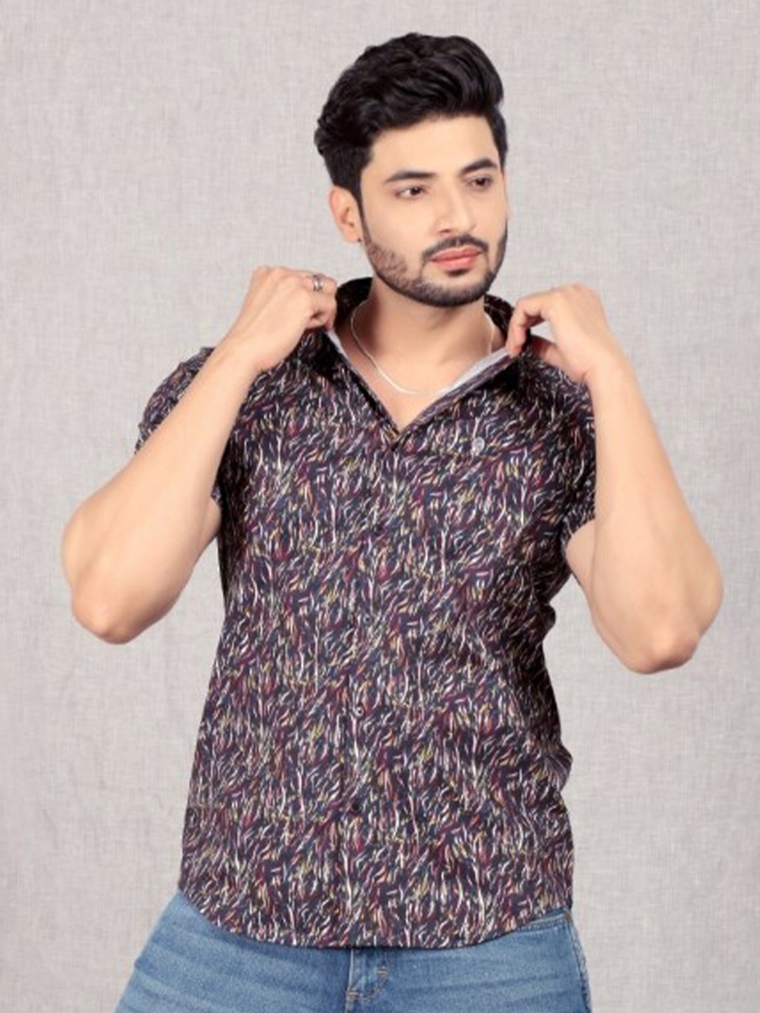 

Melvin Jones Comfort Slim Fit Pure Cotton Printed Casual Shirt, Grey