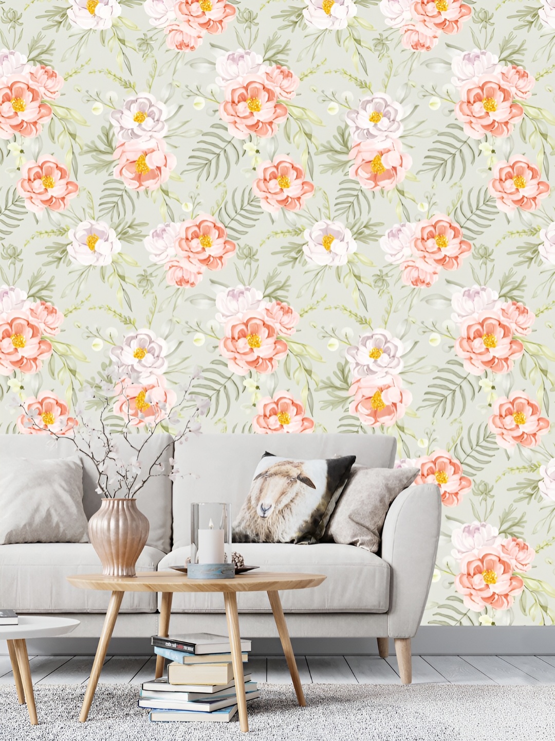 

DWELLSINDIA Green & Pink Floral Printed Waterproof Wallpaper