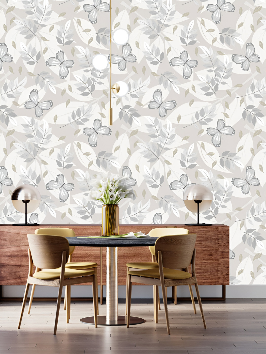 

DWELLSINDIA Grey & White Printed Waterproof Wallpaper