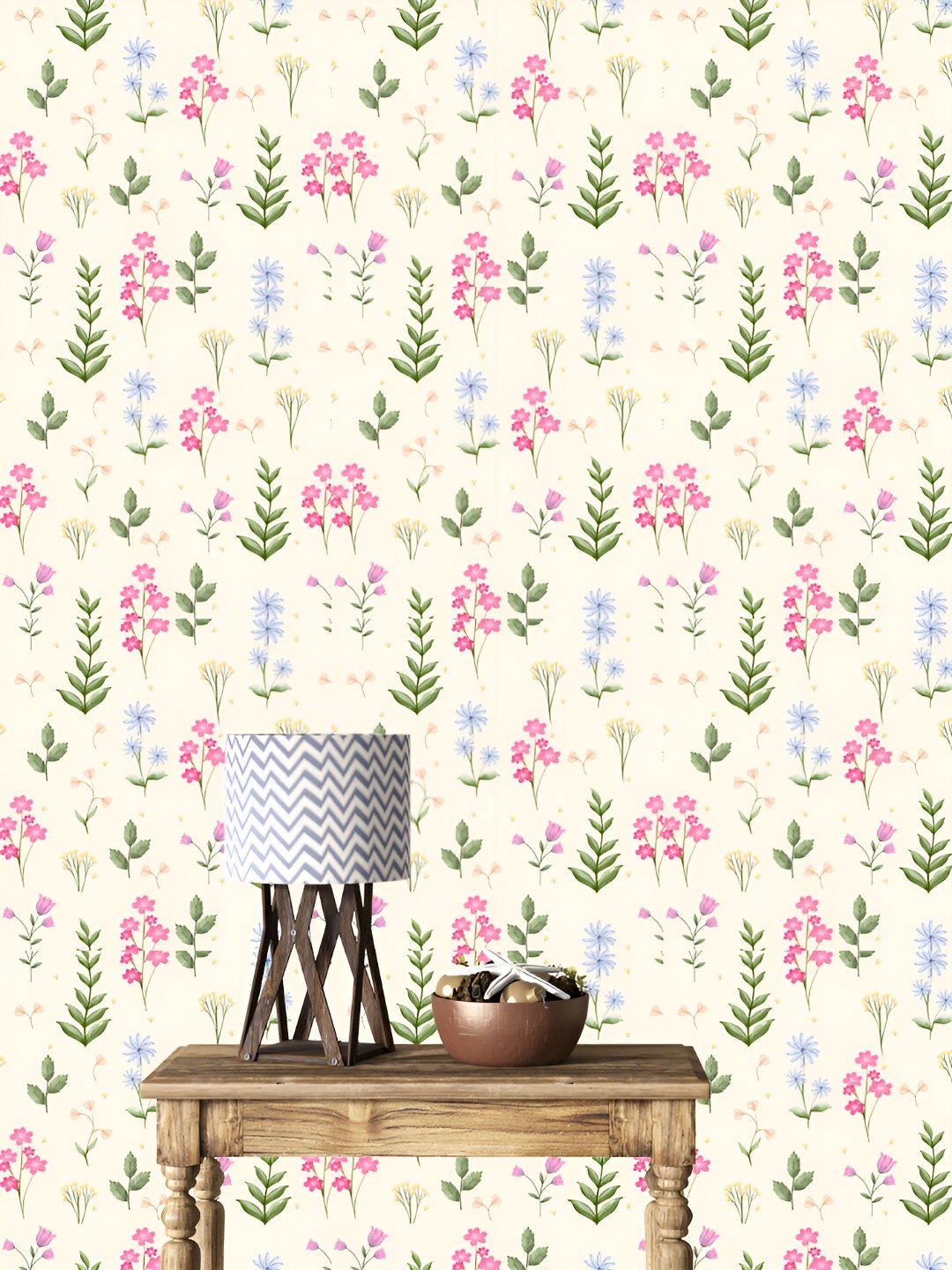 

DWELLSINDIA Beige & Pink Floral Printed Waterproof Wallpaper