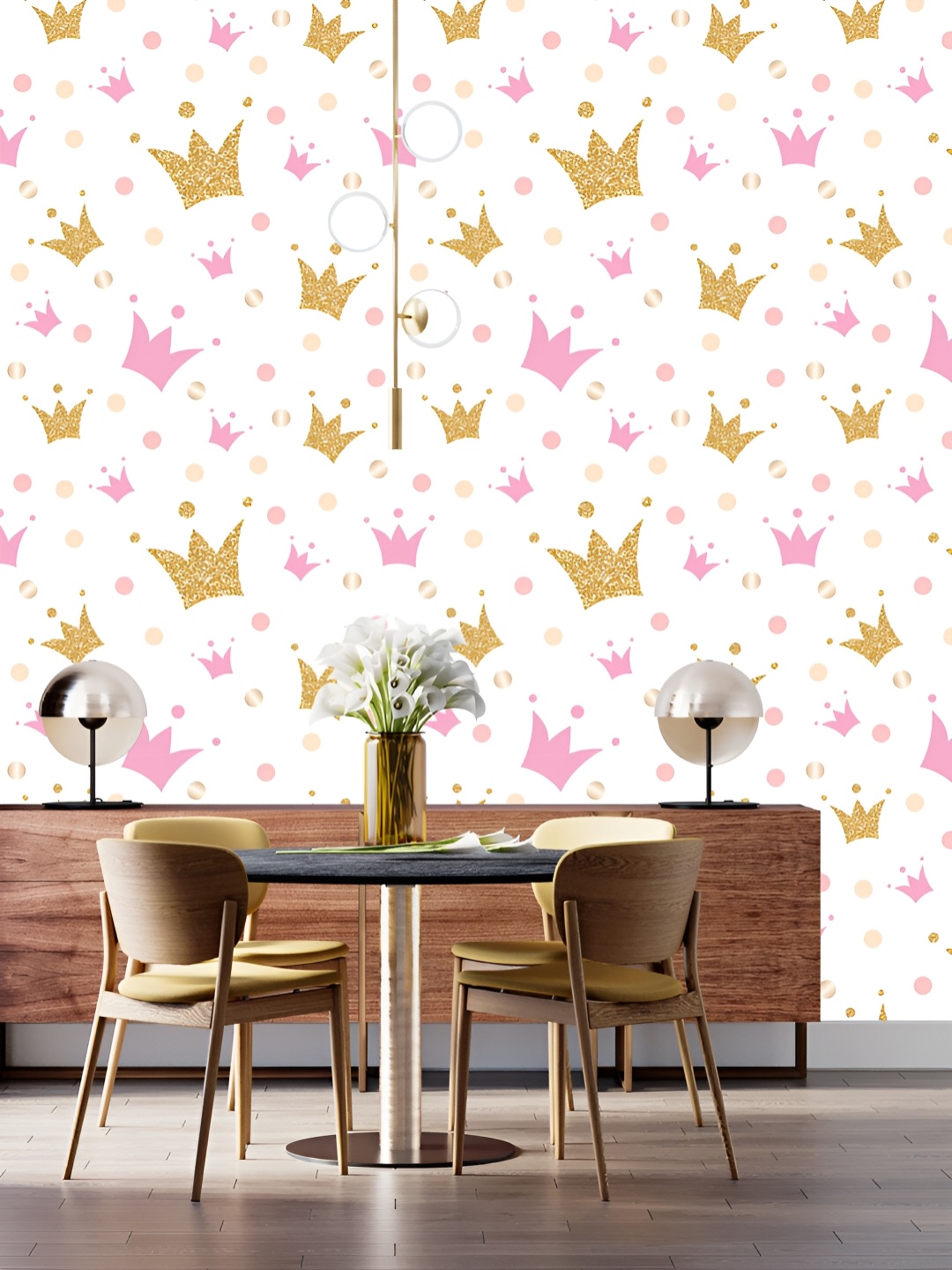 

DWELLSINDIA Cream & Pink Printed Waterproof Wallpaper