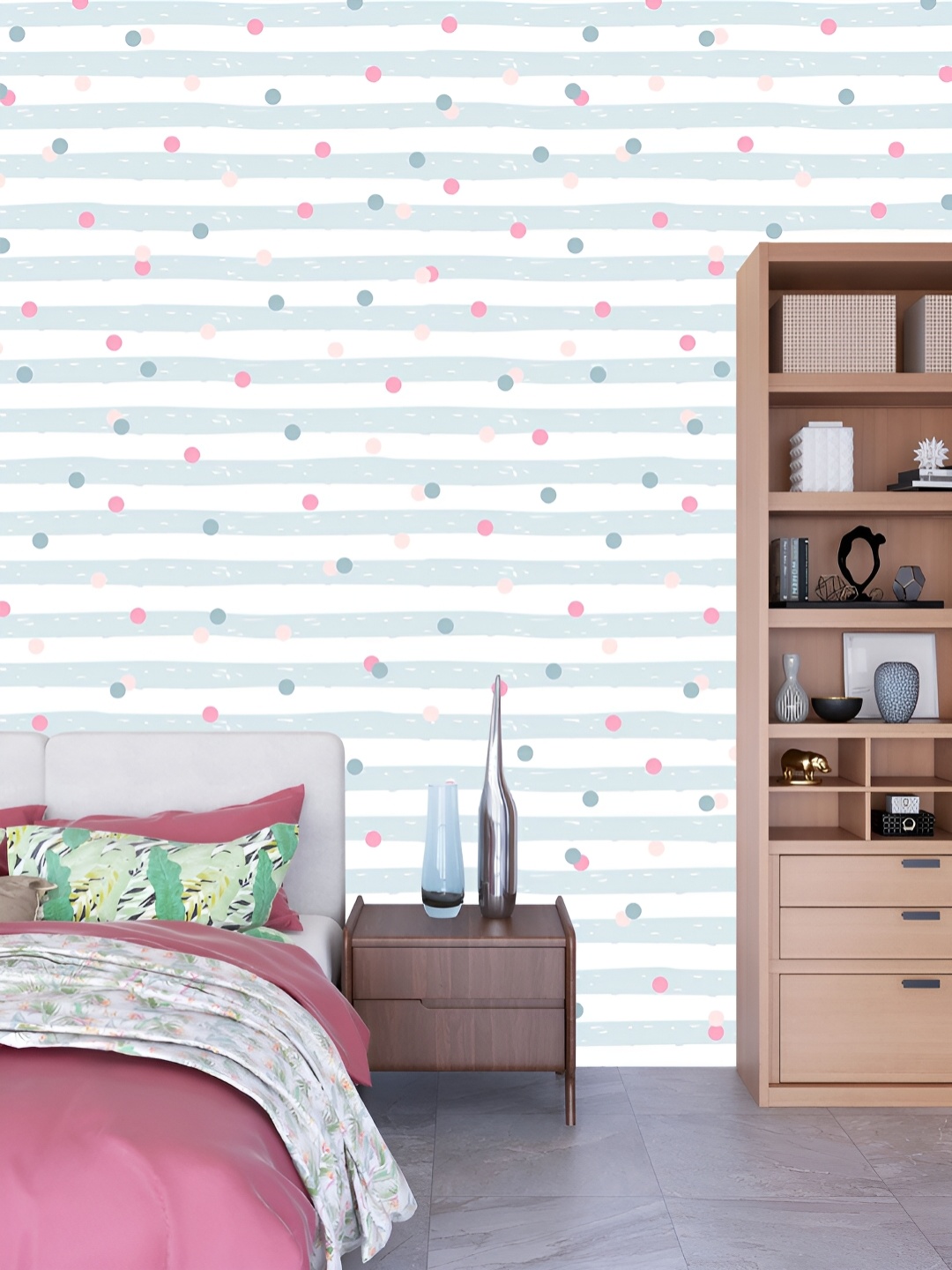 

DWELLSINDIA Blue & White Printed Waterproof Wallpaper