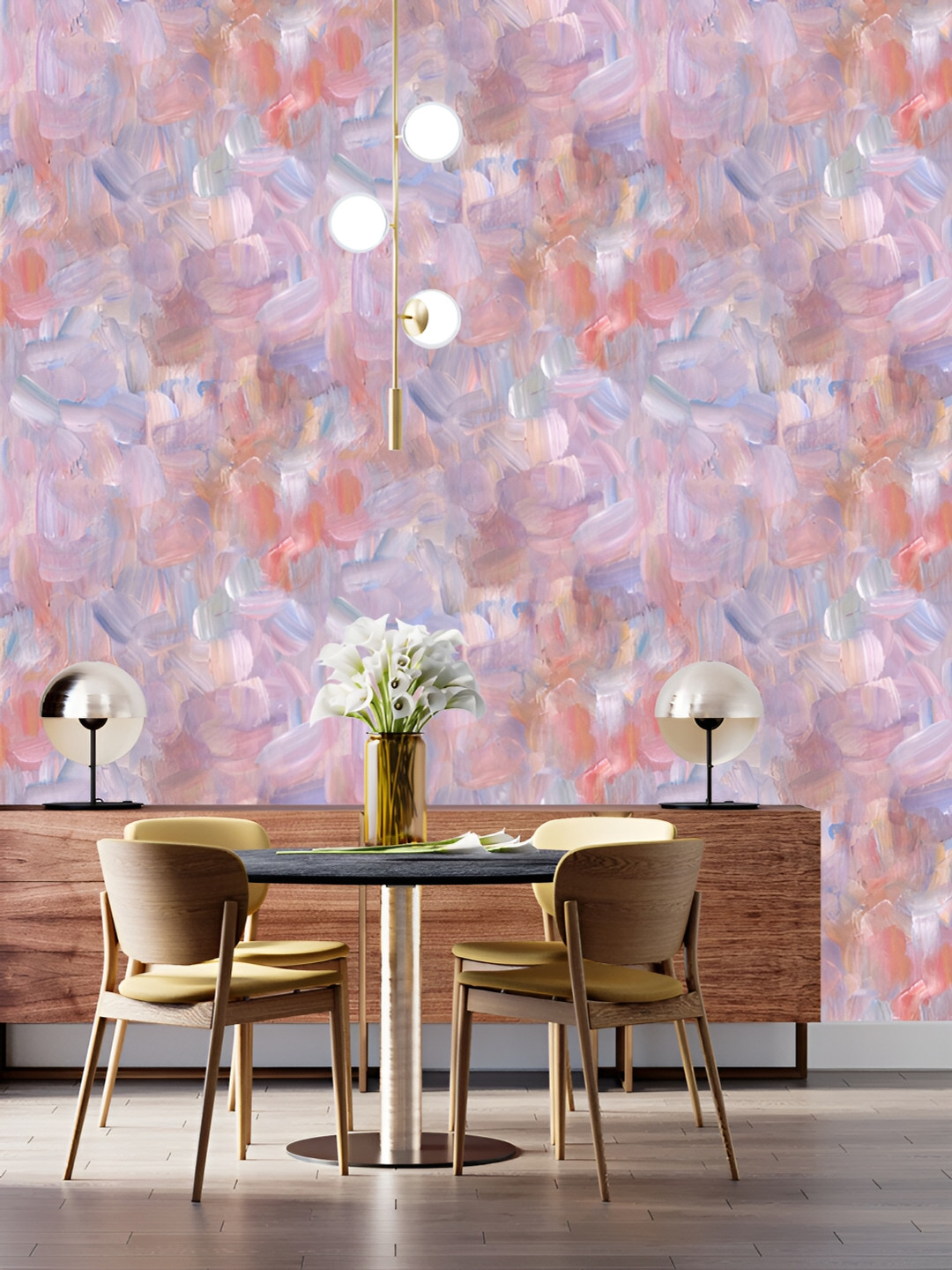 

DWELLSINDIA Pink & Blue Abstract Pattern Self Adhesive Waterproof Removable Wallpaper