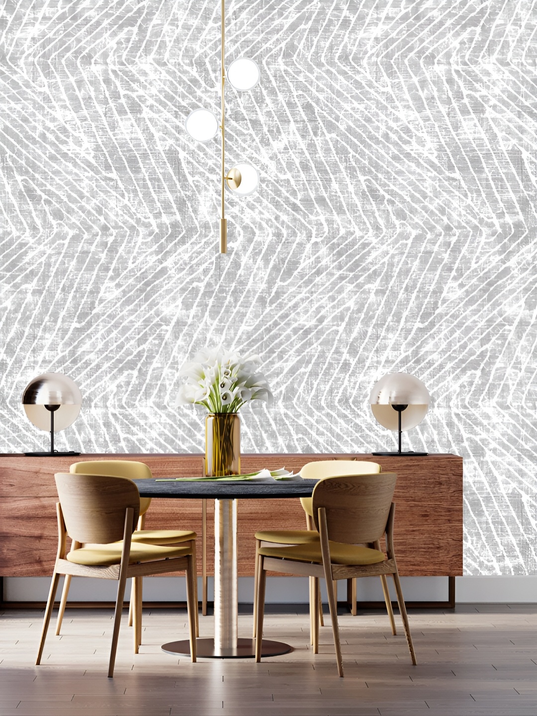 

DWELLSINDIA White & Grey Zig Zag Printed Self Adhesive Waterproof Laminated Wallpaper
