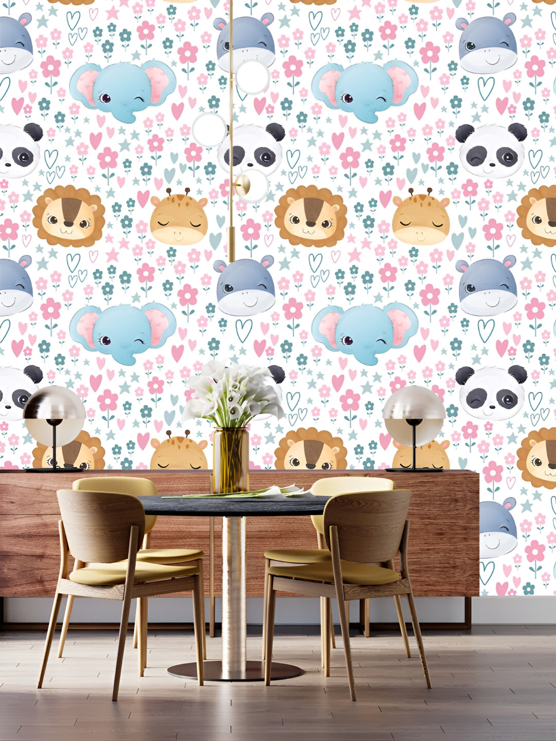 

DWELLSINDIA White & Blue Animals Printed Waterproof Wallpaper