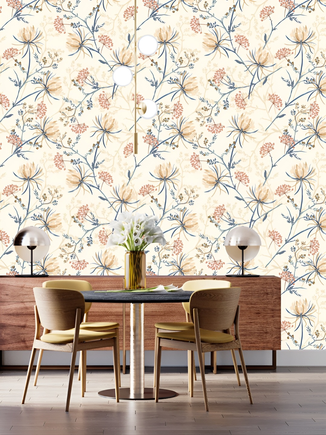 

DWELLSINDIA Beige & Grey Spring Floral Printed Waterproof Wallpaper
