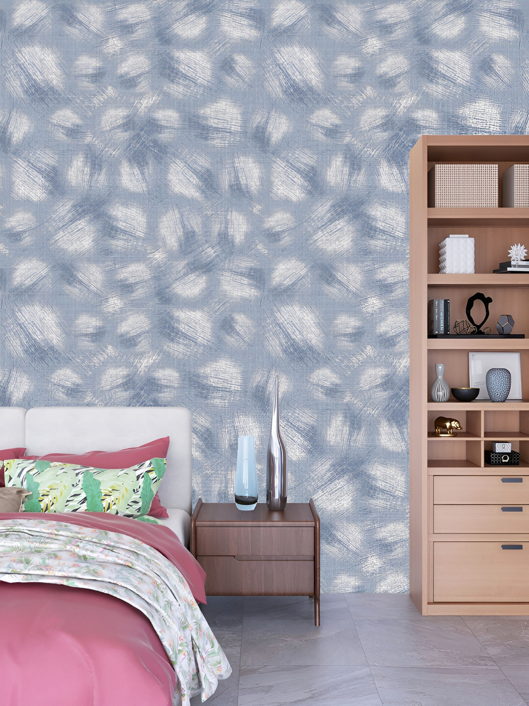 

DWELLSINDIA Blue & White Printed Waterproof Wallpaper