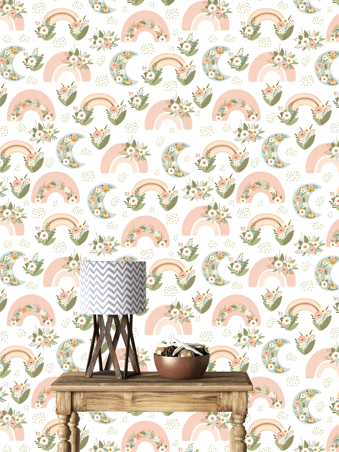 

DWELLSINDIA Pista Green & Pink Floral Printed Waterproof Wallpaper