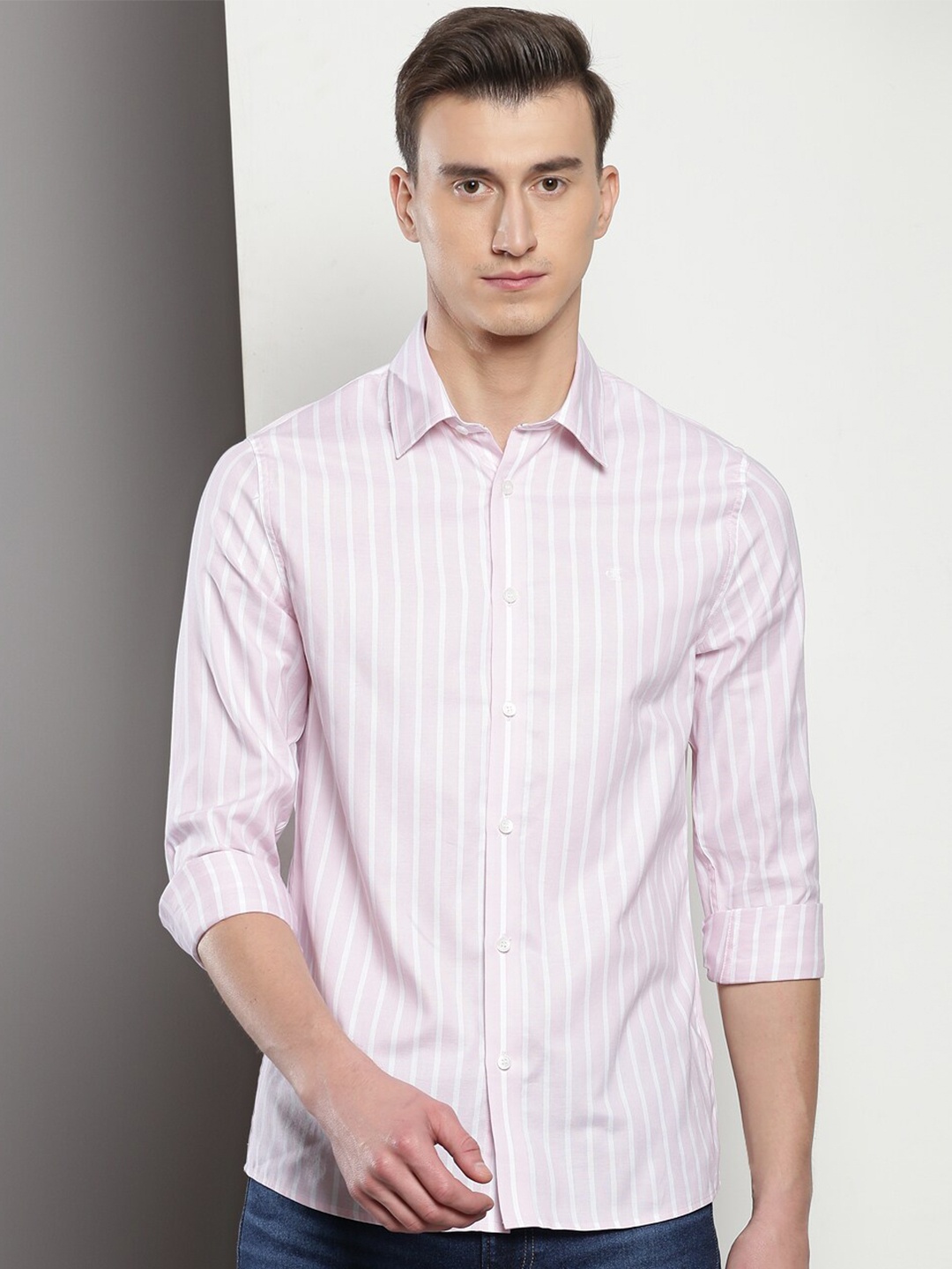 

Calvin Klein Slim Fit Striped Casual Cotton Shirt, Lavender