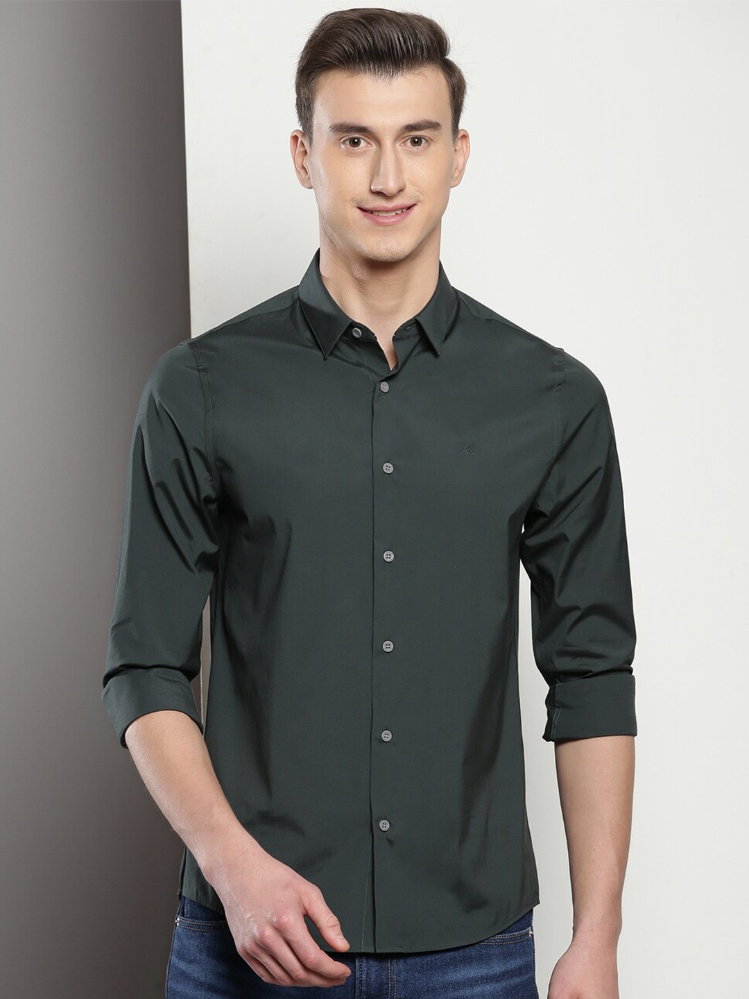 

Calvin Klein Slim Fit Casual Cotton Shirt, Green