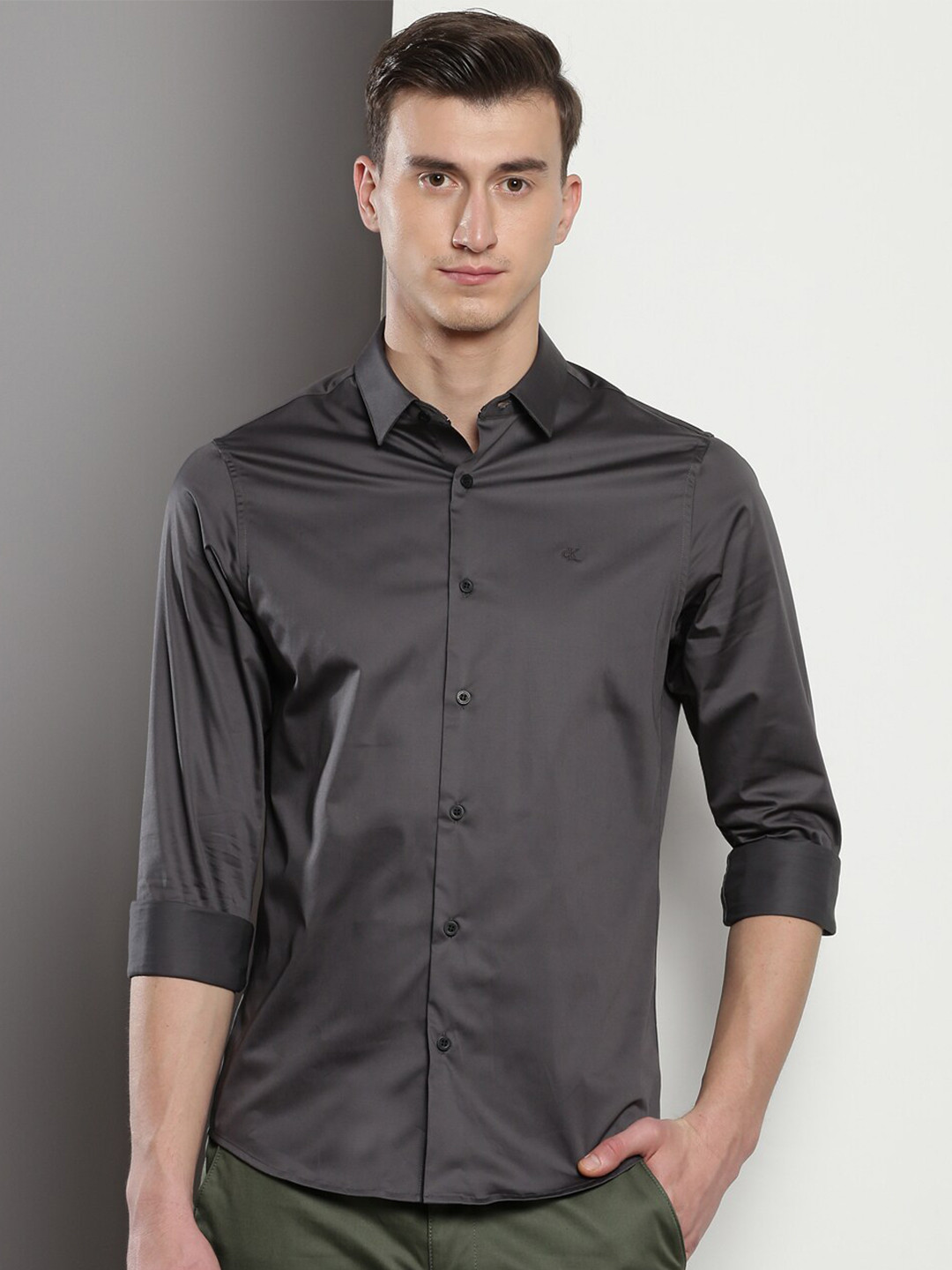 

Calvin Klein Slim Fit Casual Cotton Shirt, Grey