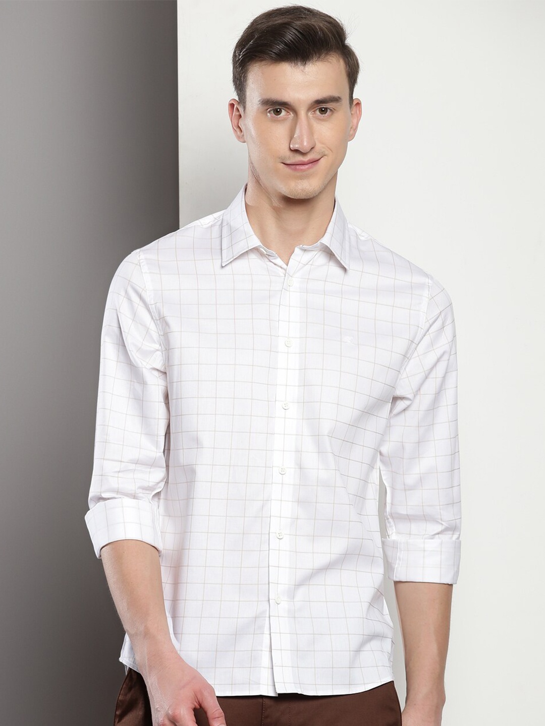 

Calvin Klein Jeans Grid Tattersall Checked Casual Cotton Shirt, White