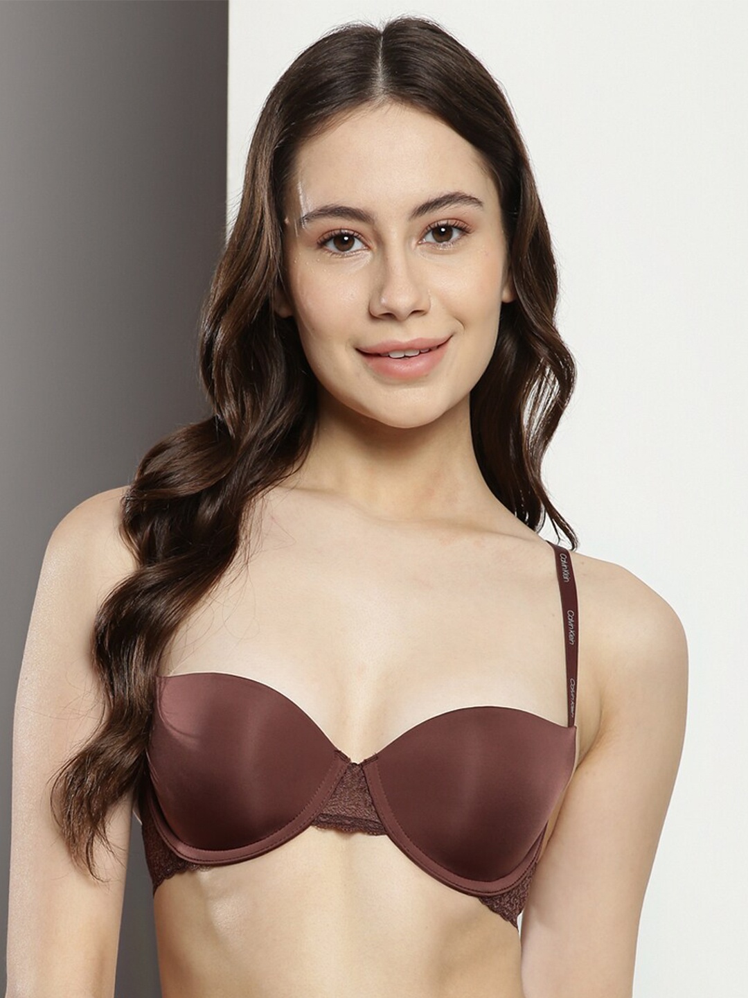 

Calvin Klein Medium Coverage Underwired Lightly Padded Everyday Bra With All Day Comfort, Brown