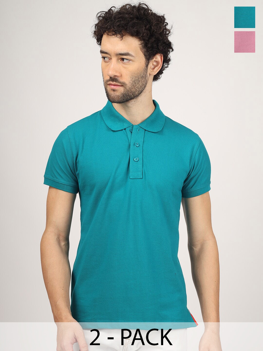 

Greylongg Pack Of 2 Polo Collar T-Shirt, Sea green