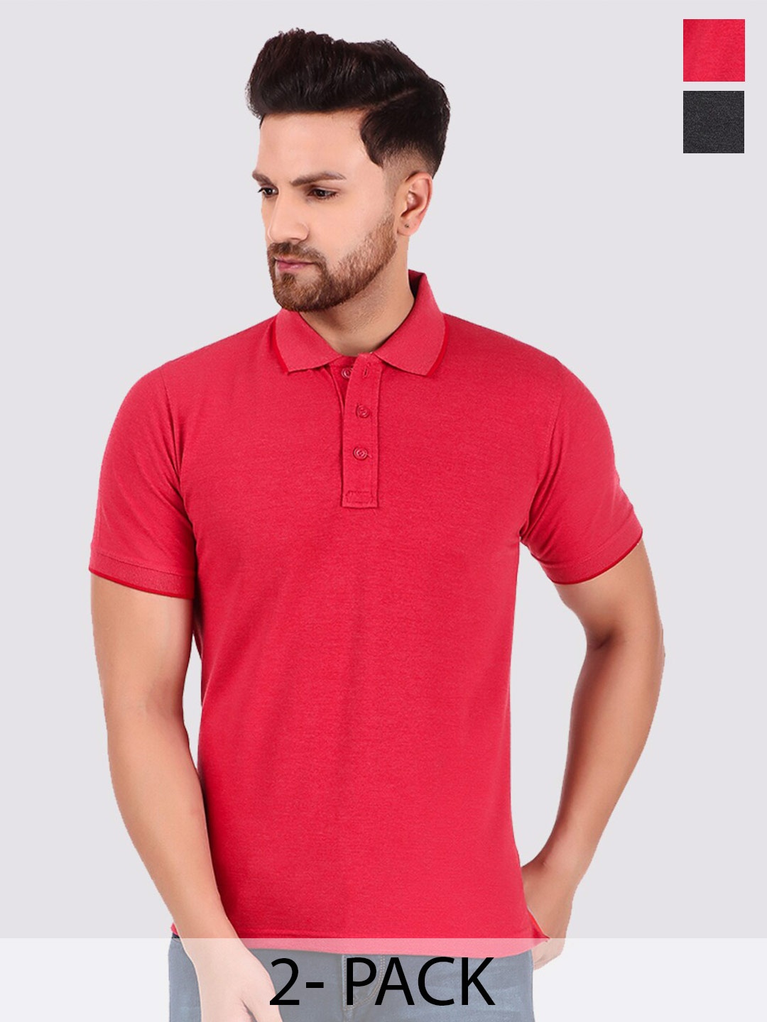 

Greylongg Pack Of 2 Polo Collar T-Shirt, Red