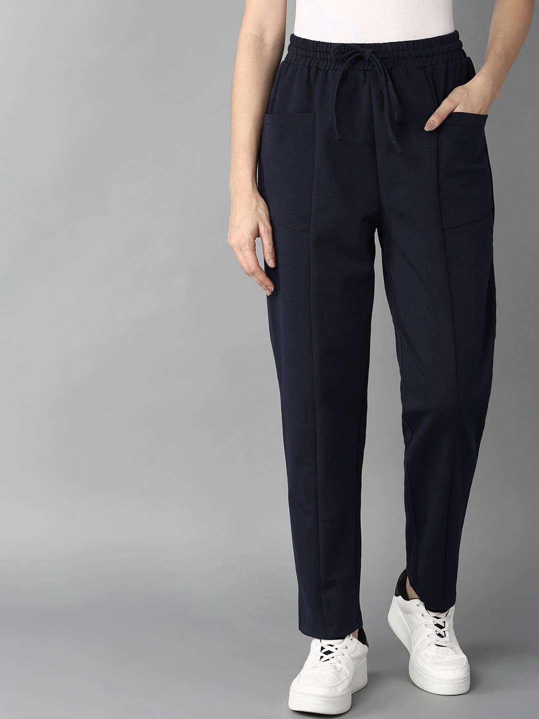 

The Roadster Lifestyle Co. Women Navy Blue Mid-Rise Track Pants