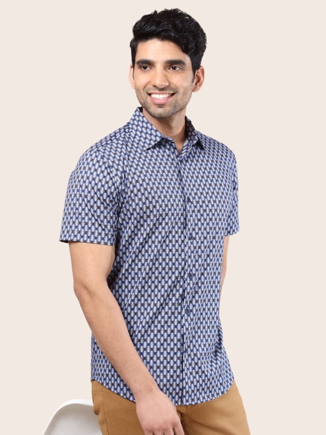

Melvin Jones Comfort Slim Fit Printed Casual Shirt, Navy blue