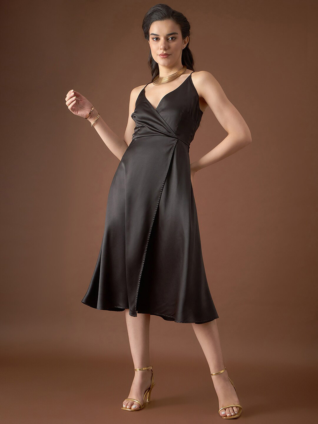 

MABISH by Sonal Jain Black Satin Dress