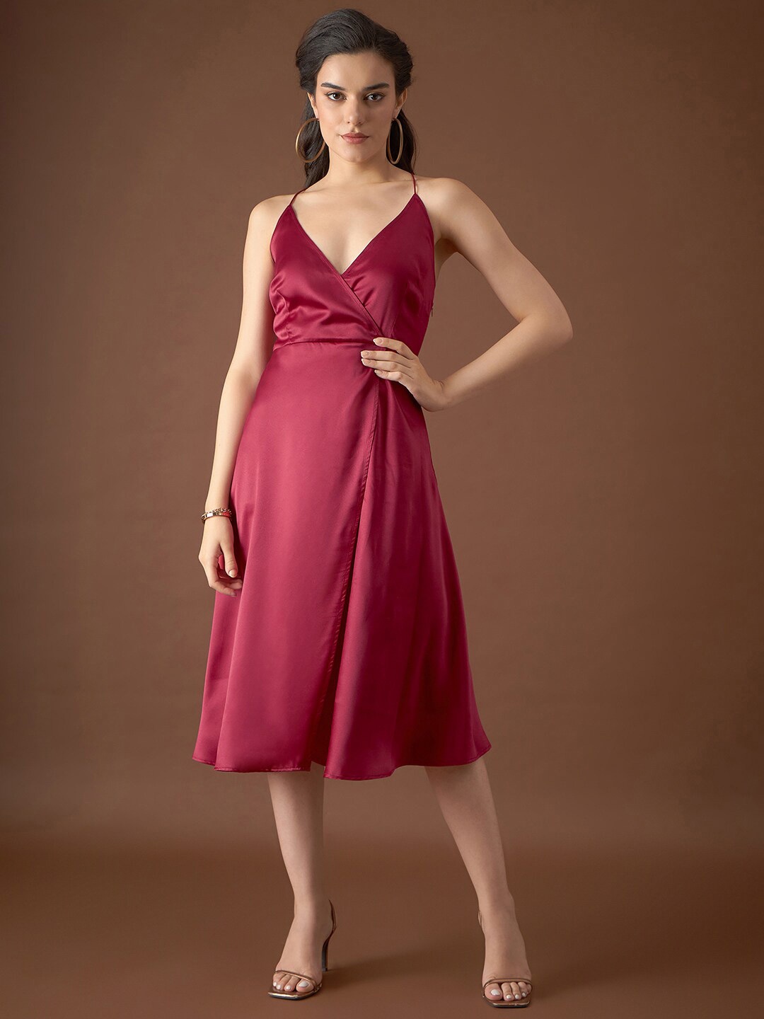 

MABISH by Sonal Jain Maroon Satin Dress