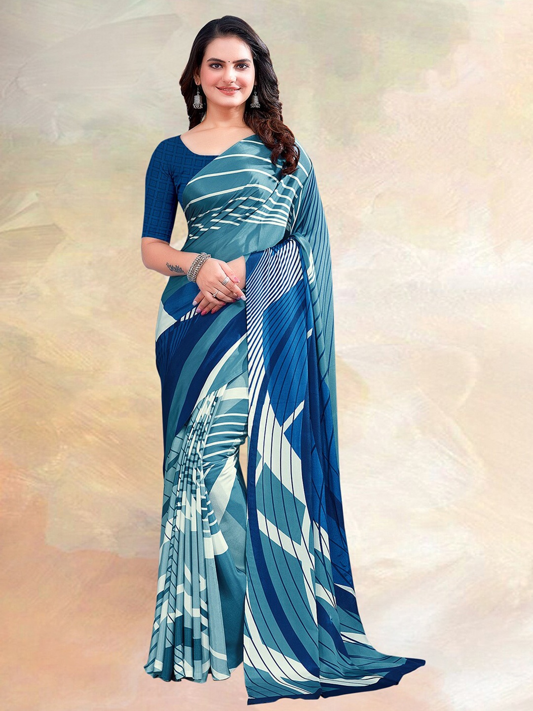 

Kasak Abstract Printed Saree, Blue