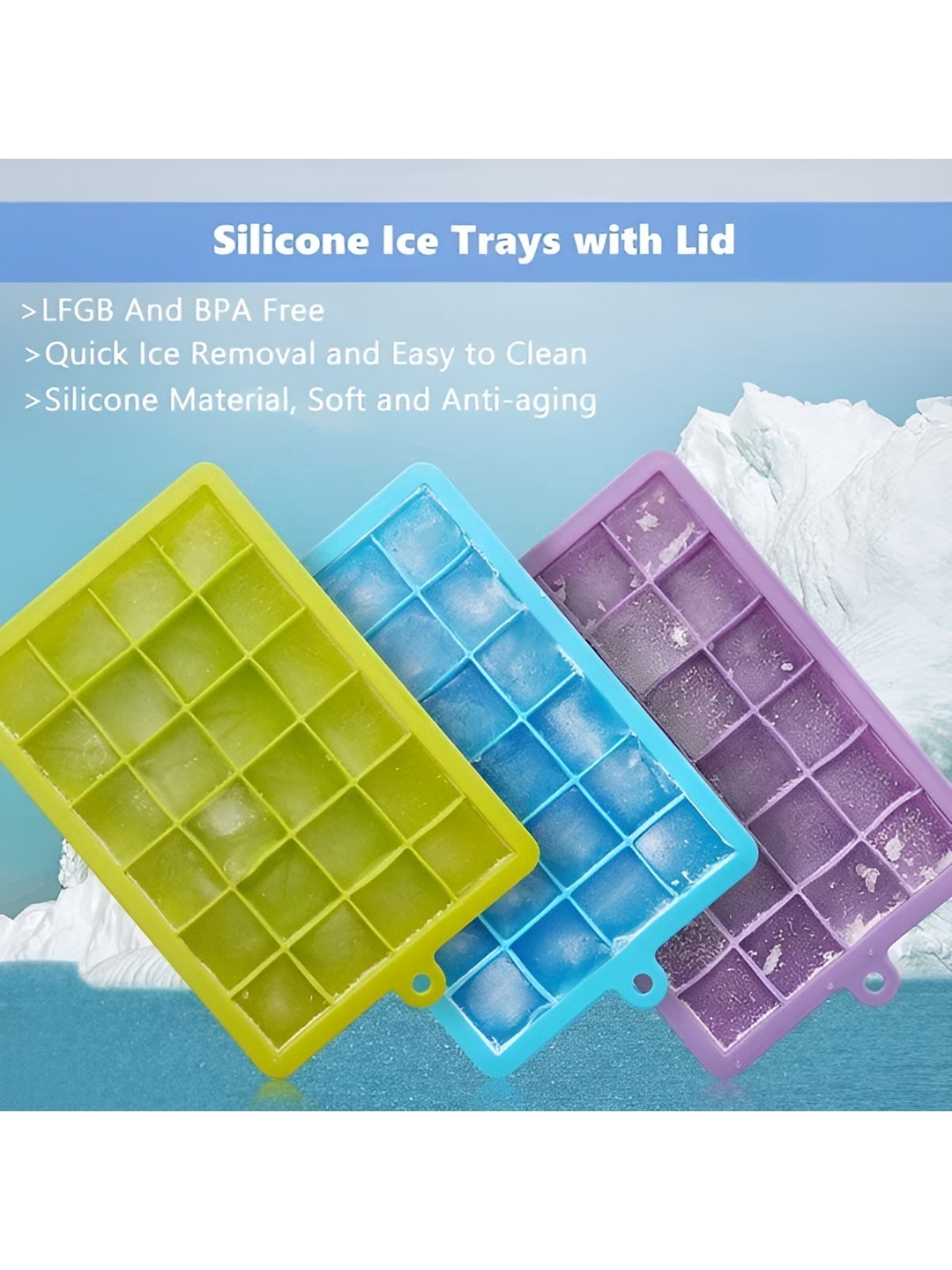 

SATSUN ENTERPRISE Blue & Green 3 Pieces Silicone Ice Cube Trays