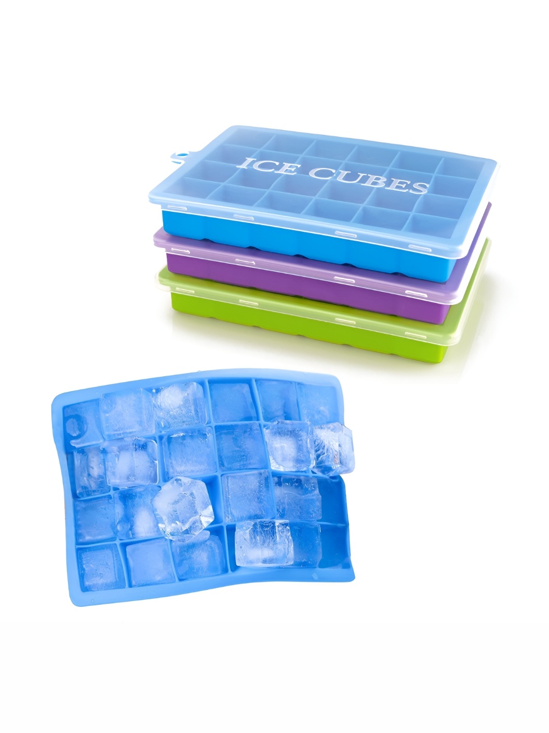 

SATSUN ENTERPRISE Blue & Purple 2 Pieces Silicone Ice Cube Trays