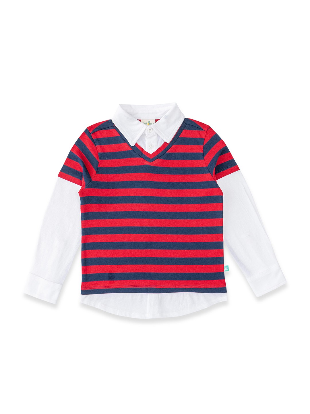 

JusCubs Boys Striped Polo Collar Cotton T-Shirt, Red