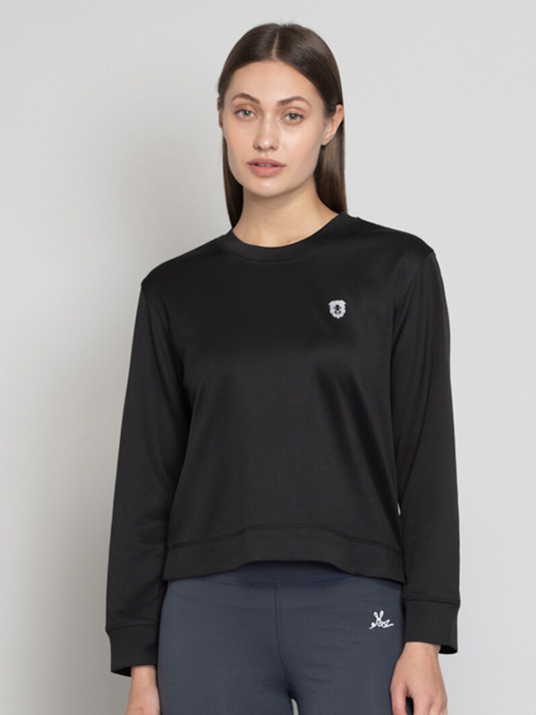 

Muvazo Round Neck Pullover Sweatshirt, Black