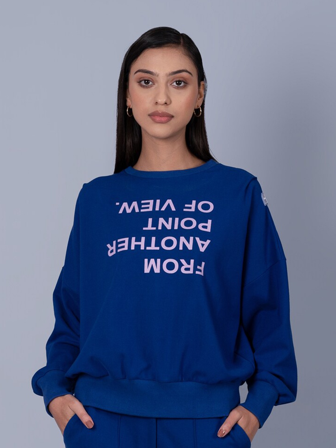 

Muvazo Typography Printed Pullover Sweatshirt, Blue