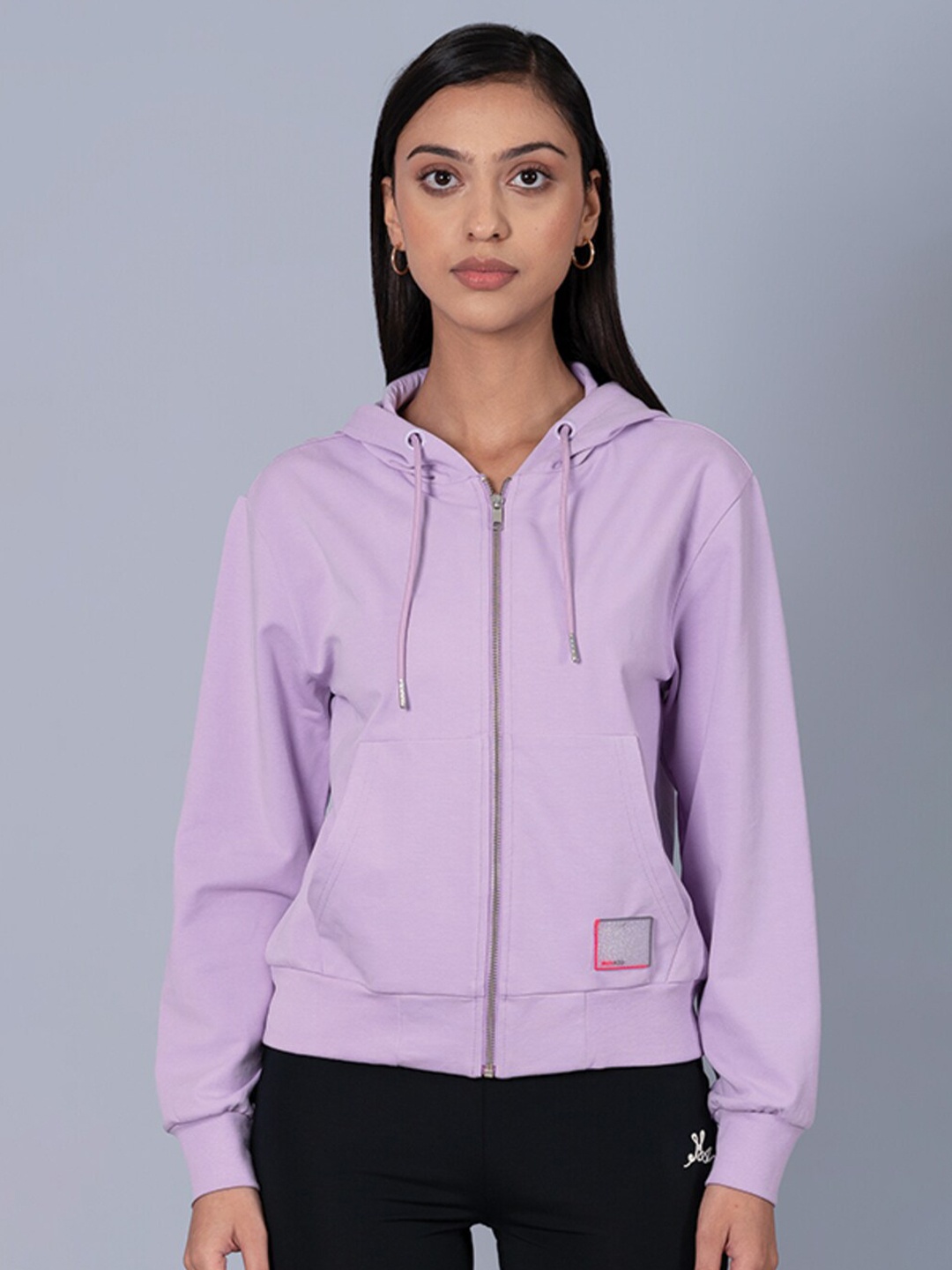 

Muvazo Hooded Front Open Sweatshirt, Lavender