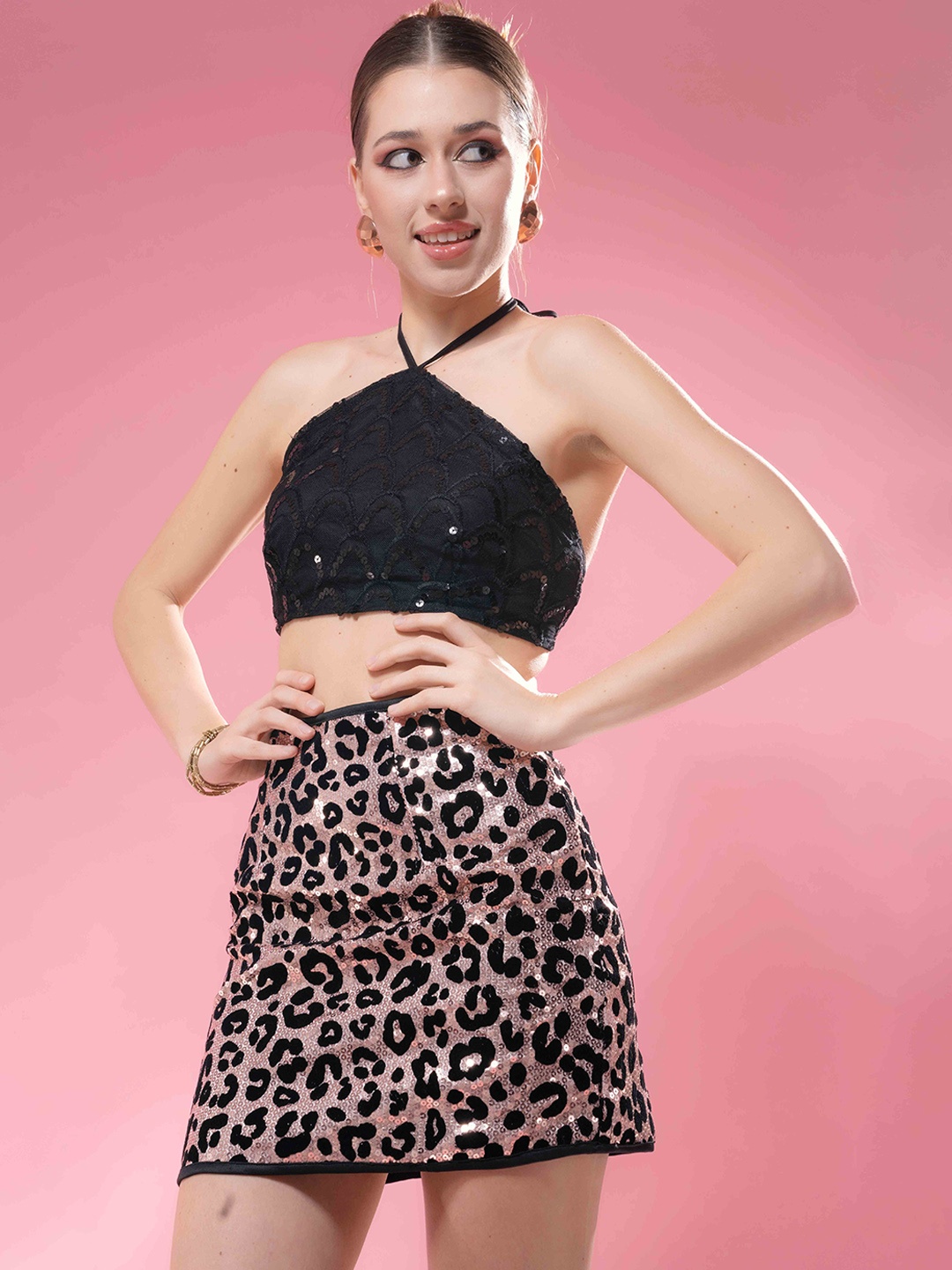 

Stylecast X Hersheinbox Black Embellished Mini Skirt