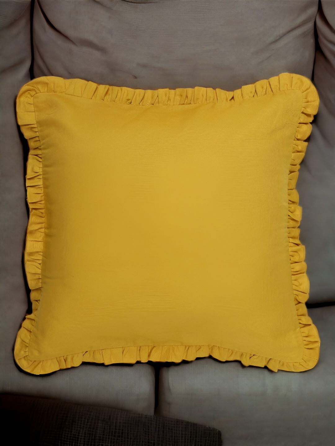 

THE COCOTIER Mustard Linen Square Shaped Cushion Cover
