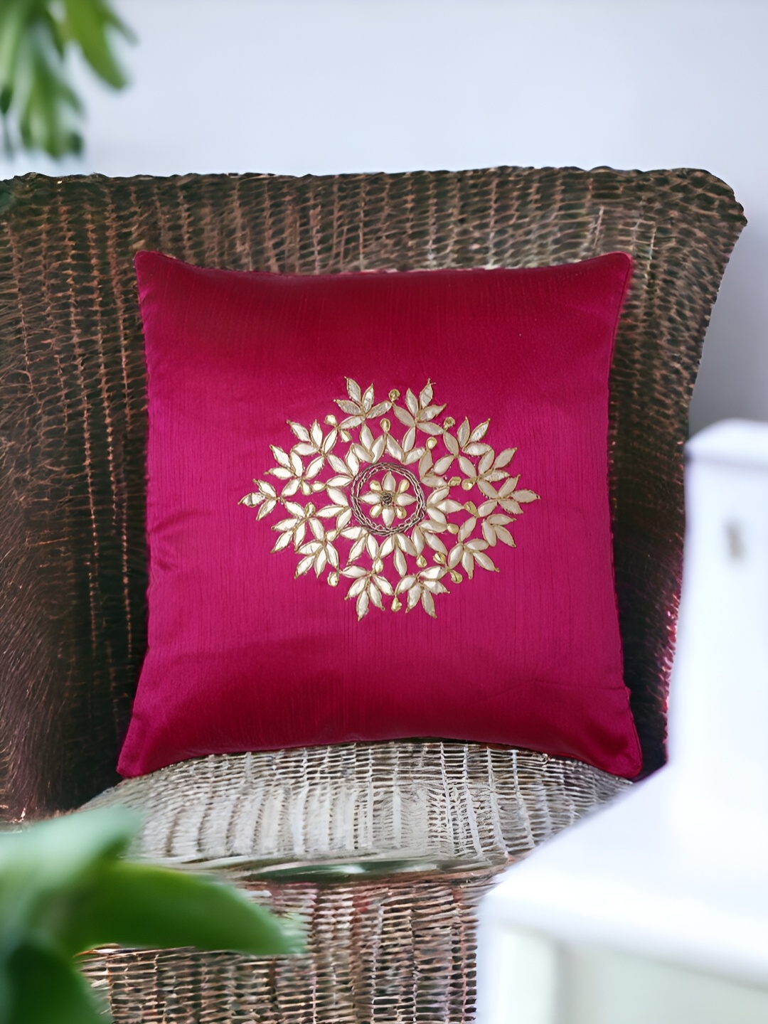 

THE COCOTIER Pink Abstract Square Shaped Cushion Cover