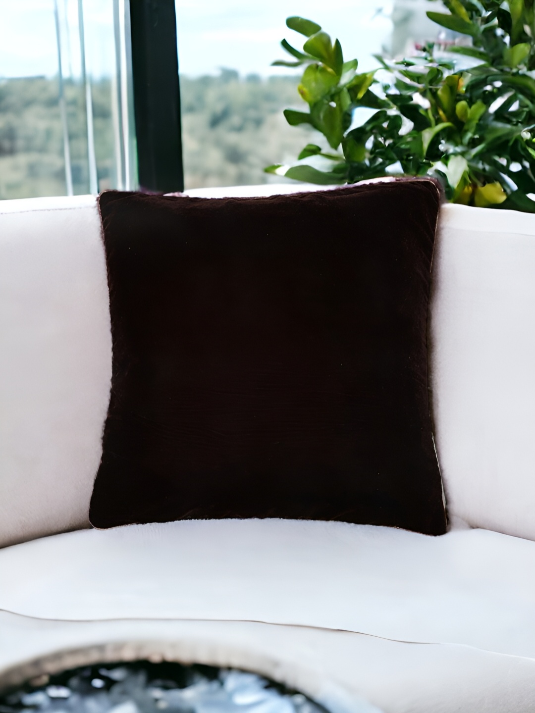 

THE COCOTIER Maroon Square Shaped Cushion Cover