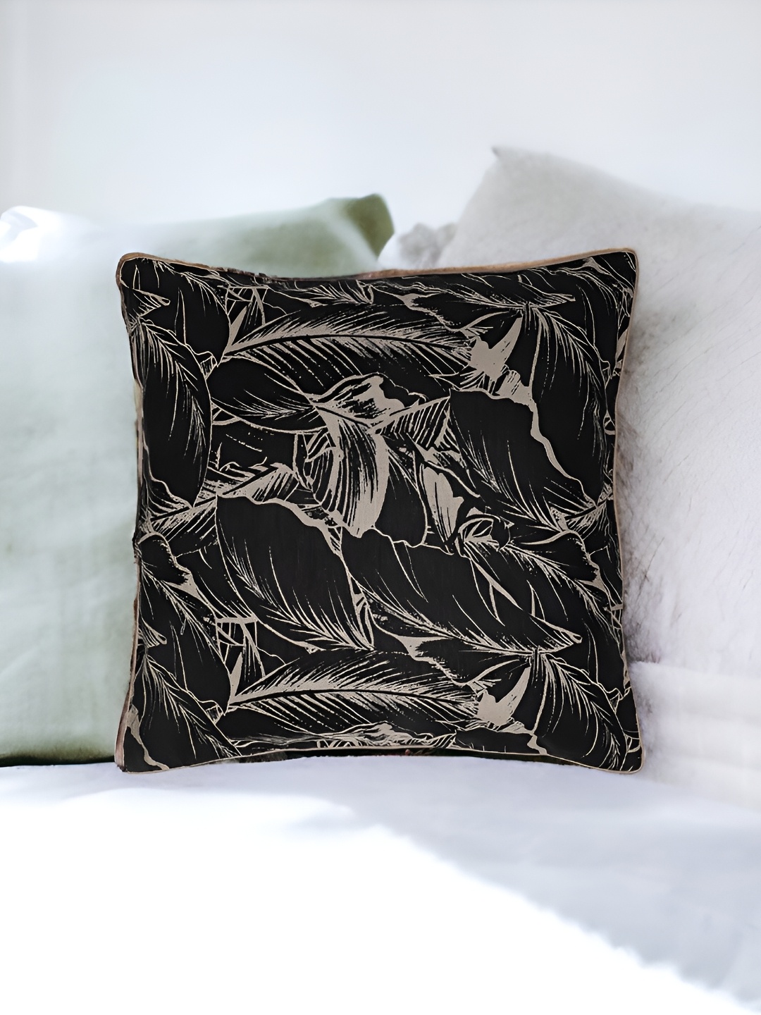 

THE COCOTIER Black Linen Square Cushion Cover