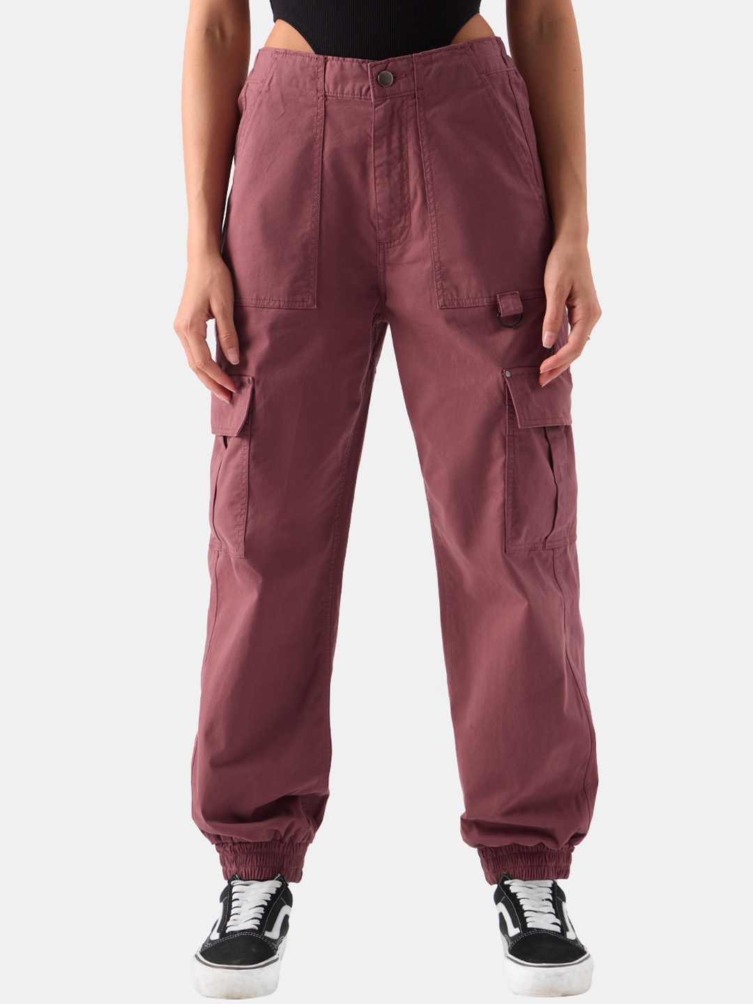 

The Souled Store Women Red Mid-Rise Cargo Joggers