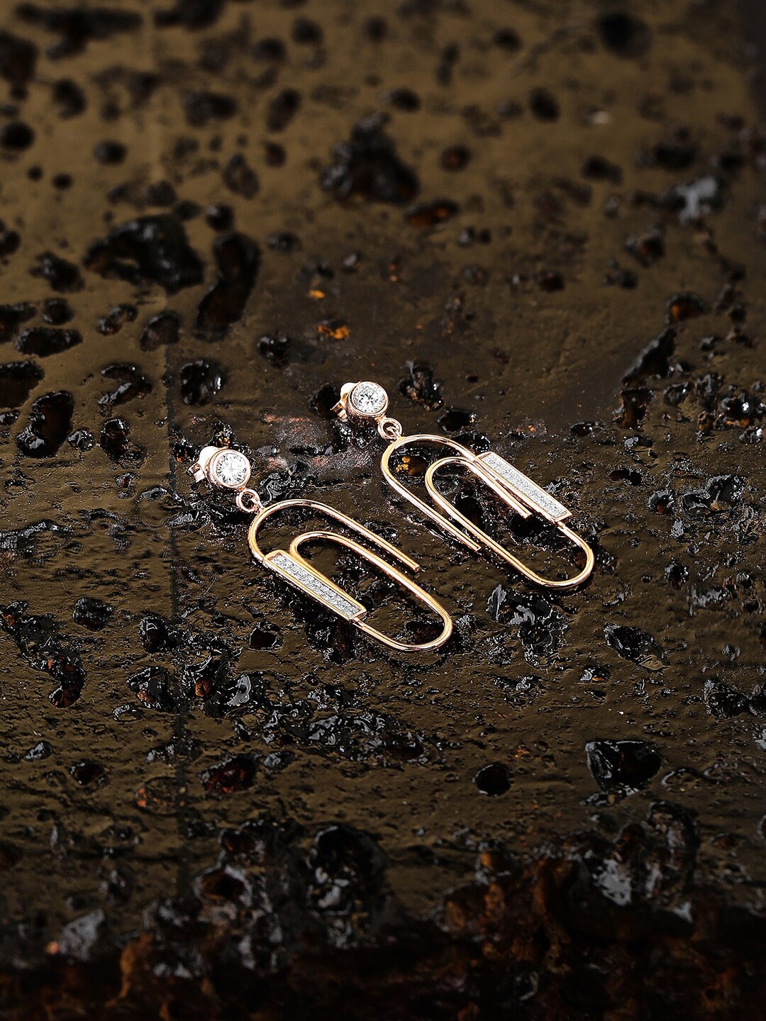 

ZORD Silver-Plated Stone-Studded Classic 925 Sterling Silver Drop Earrings