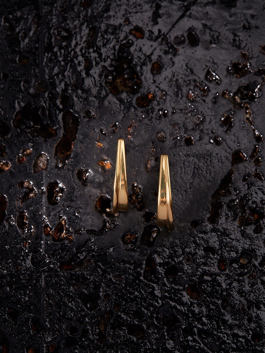 

ZORD Men 925 Sterling Silver Gold Plated Curved Half Hoop Earrings
