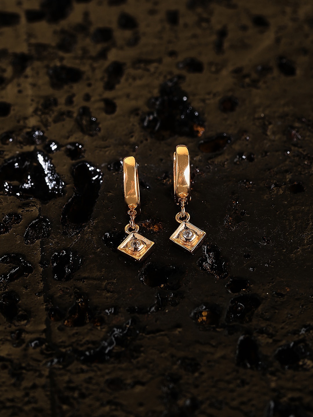 

ZORD Men 925 Sterling Silver Cubic Zirconia Studded Classic Hoop Earrings, Rose gold