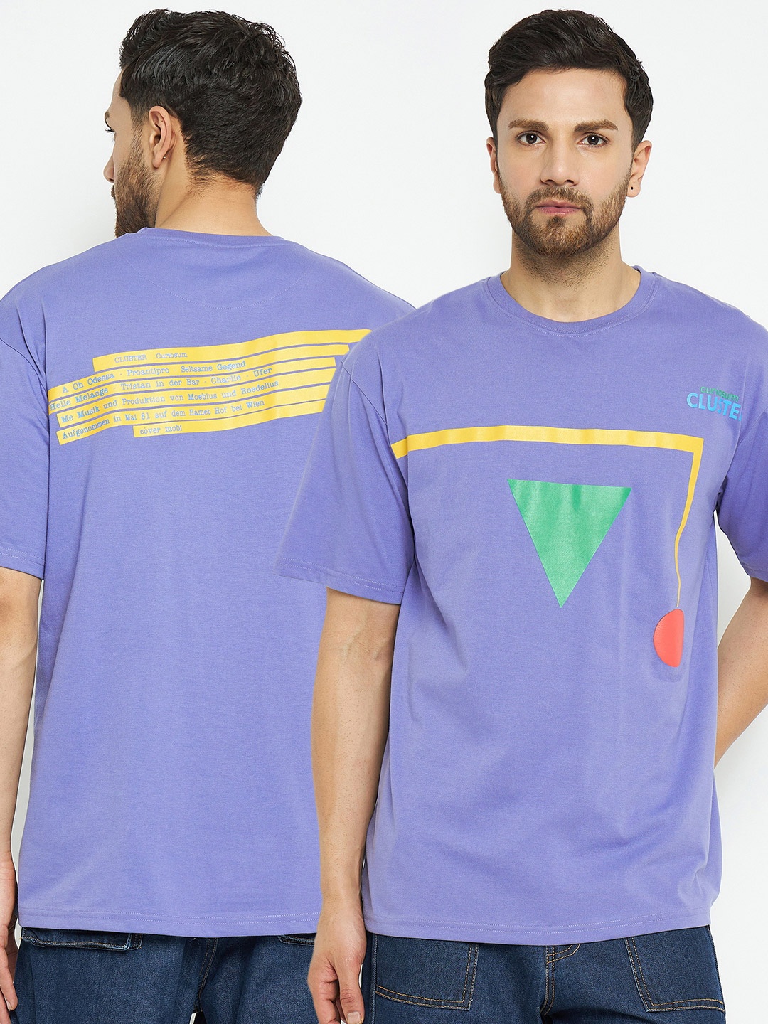 

Skidlers Typography Printed Drop-Shoulder Pure Cotton Oversized Summer T-shirt, Blue